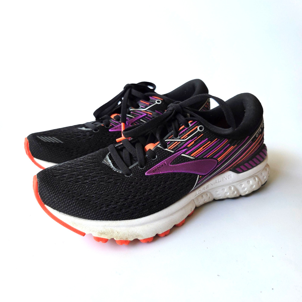 Brooks Adrenaline GTS 19 Women's Running Shoes Size 6 Black Purple LOW MILES